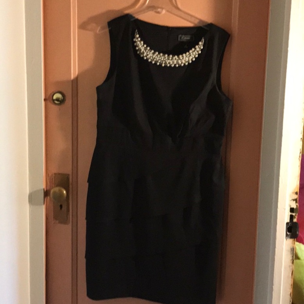 Dressbarn Black and Silver Embellished Mini Sheath Dress